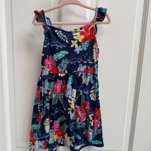 Picapino 3T Girls Floral Ruffle Short Sleeve Casual Tropical Island Dress - Picture 5 of 6